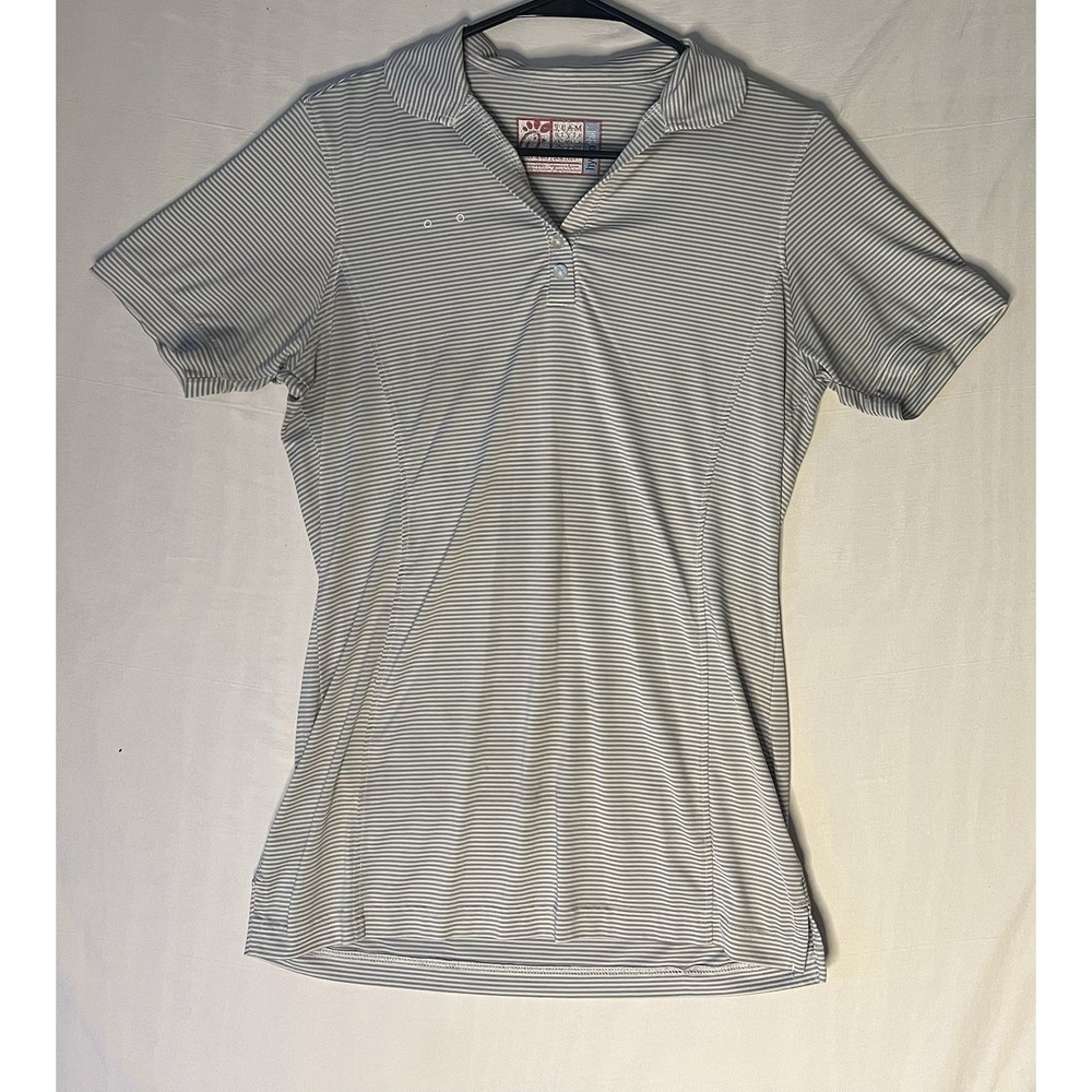 Oobe Chickfila HydroChill Polo Shirt Women's Size Small Stripped Short Sleeve